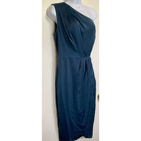 🔴 NWT PRETTY GARDEN One Shoulder Sheath Dress Sz S Teal Blue - Picture 6 of 12